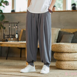 Monk pants are free of legged men and women, cotton and linen monks, loose monk pants to close the layman Zen trousers spring and summer long pants