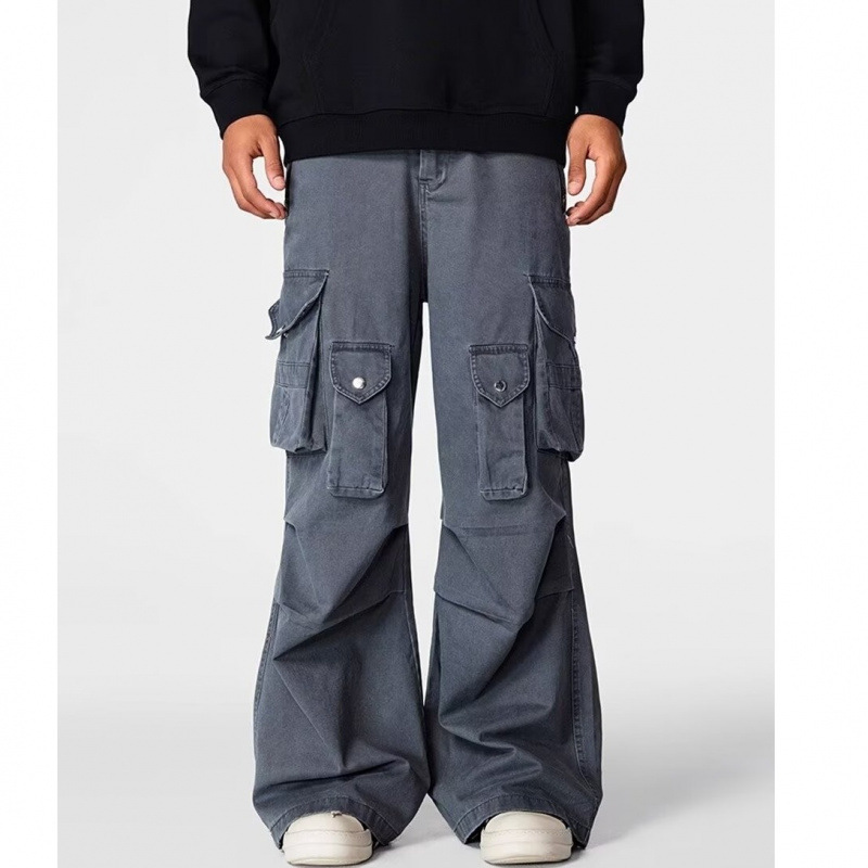 Men's Clothing Washed casual pants regular street washed distressed overalls pocket straight heavy duty casual wide leg pants _ipsvogv.com