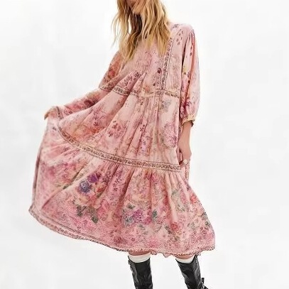 Korean-style loose dress, Hawaiian style, casual and comfortable, slimming and flattering, suitable for vacation and photo shoots, cross-border Korean-style loose dress, Hawaiian style, casual and comfortable, slimming and flattering, suitable for vacation and photo shoots, cross-border