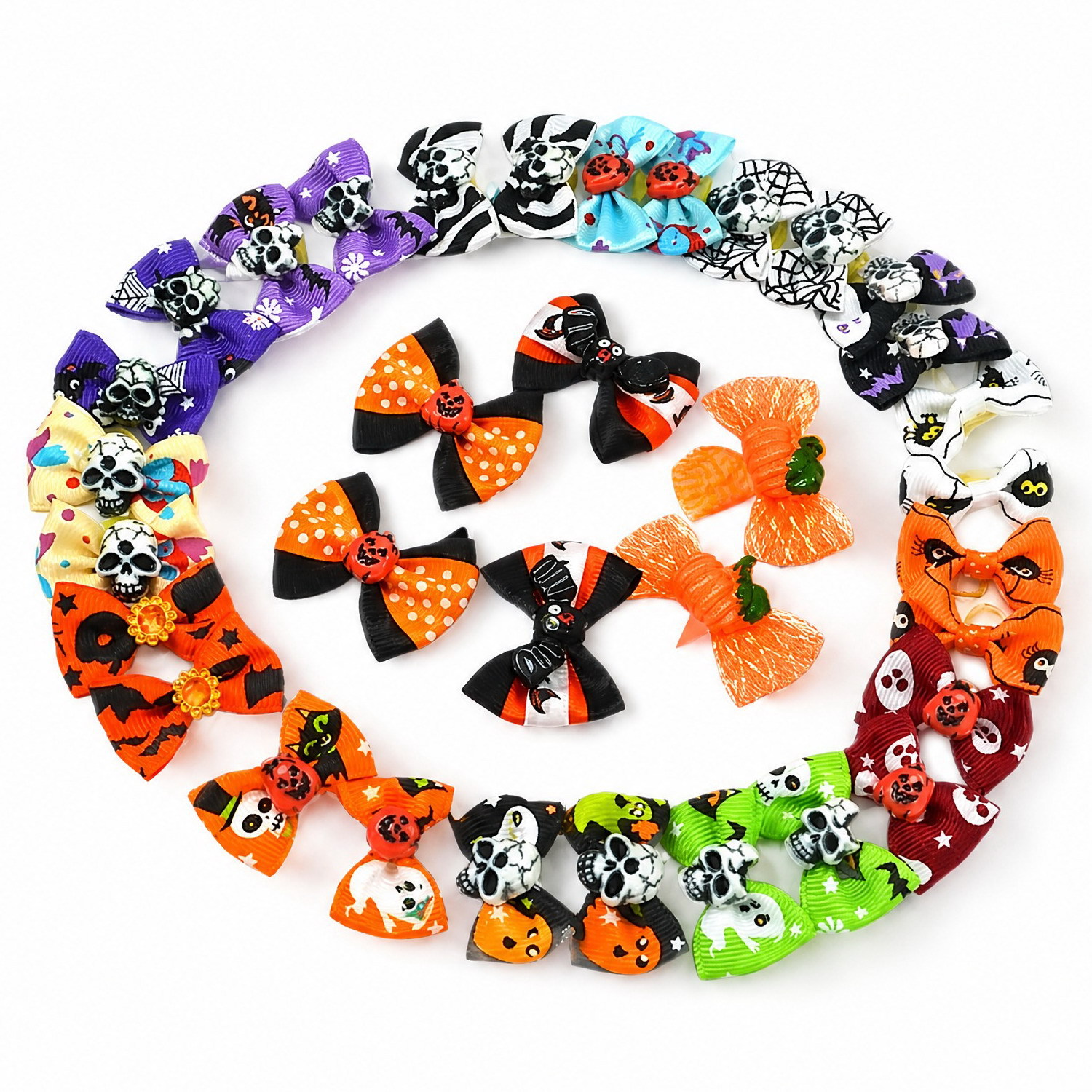 Halloween Ghost Festival Pet Decoration Headflower Dog Cat Bow Pet Hair Rope Pet Decoration Accessories