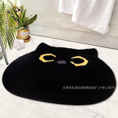 国境を越えたtemuの売れ筋かわいい猫ヘッドバスルームトイレ模造カシミアフロアマット汚れ防止防塵装飾フットマット