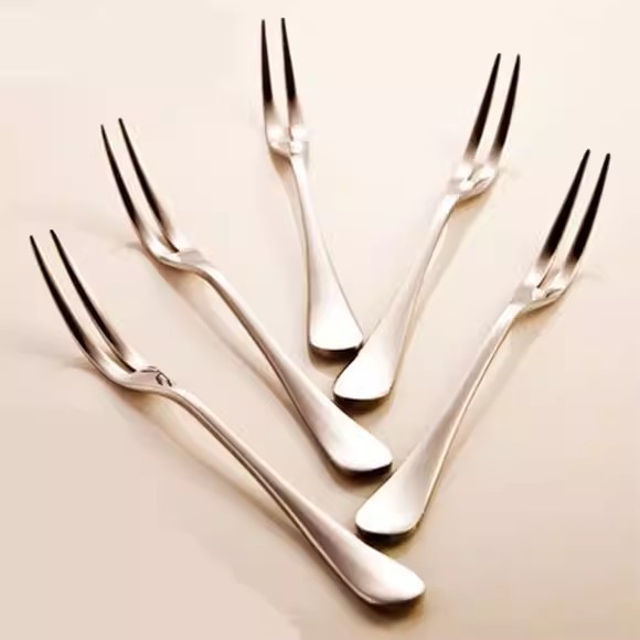 Haushalts-Kuchengabel aus Edelstahl 304, kreativer Mondkuchen-Dessertgabel, Obstspieß, Snackgabel_voghion.com