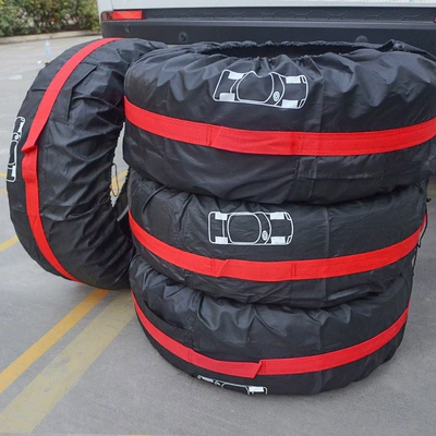 adjustable car tire cover snow | Spare wheel cover - s-size-diameter-66cm26in-suitable-for-13-18inch-tires-red-with-white-label-pack-of-4