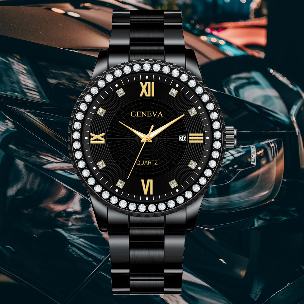 watch mens steel band watch fashion calendar quartz belt watchpicture9