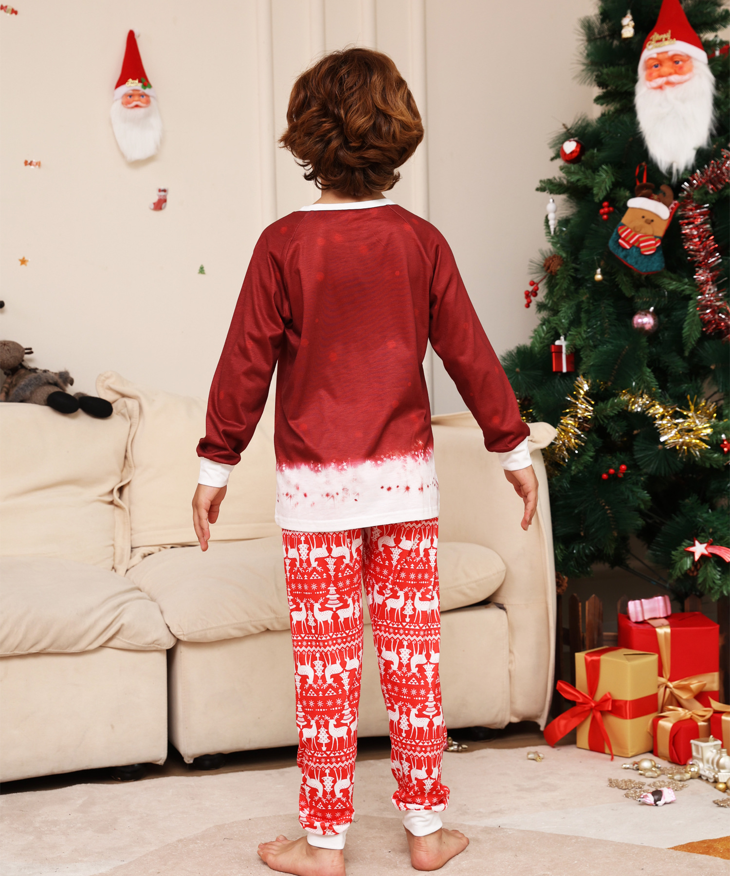 Christmas Cartoon snowman Deer Christmas family dress printed homestays pajamas_voghion.com