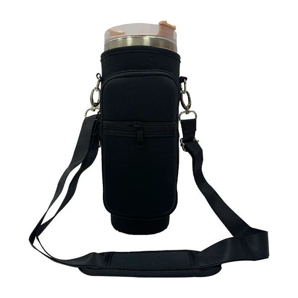 Metal buckle large cup cover + pocket style - black