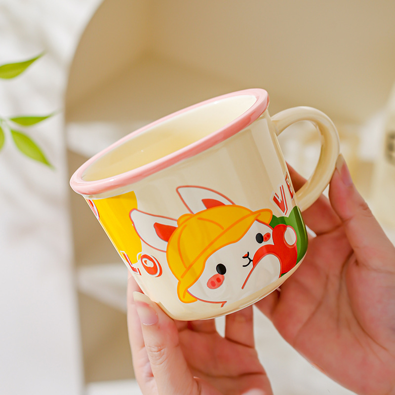 Diseño de nicho de oficina taza de agua, taza de dibujos animados, taza de marcas de animales, taza de desayuno de leche para parejas