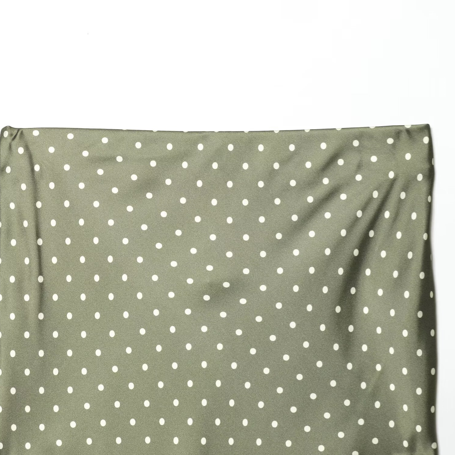Elegant Midi Skirt With Satin Feel & Polka Dot Pattern For Women, Office To Evening Wear, Black Green White Slate Blue_ecoleips.com