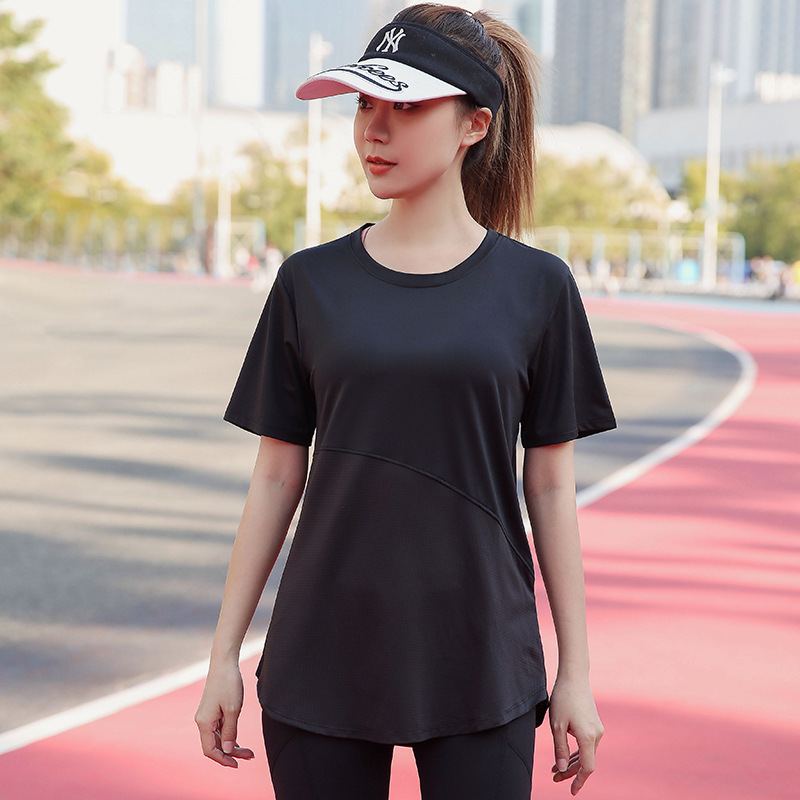 Sports T-shirt Women's Summer Loose Running Training Quick-drying Fitness Clothes chubby girl Short-sleeved Yoga Clothes Top