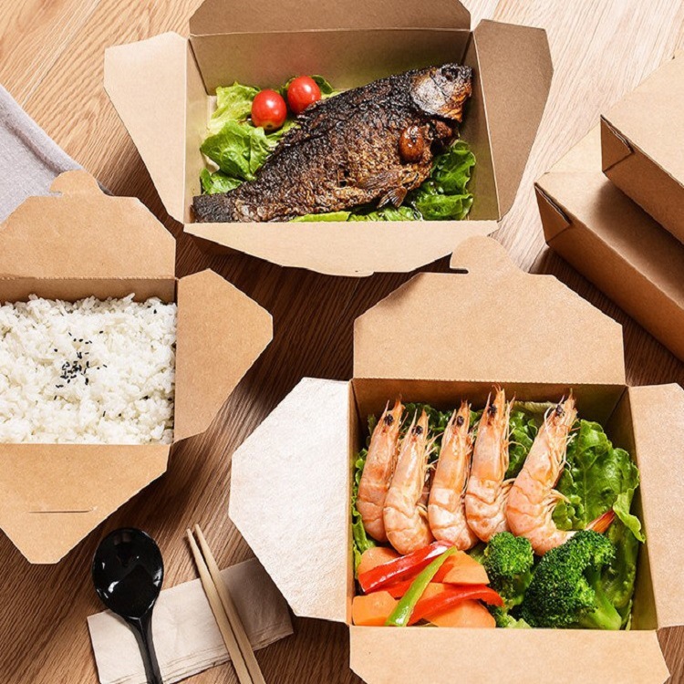 工厂一次性外卖纸餐盒淋膜防水防油食品级小吃炸鸡薯条便当纸盒