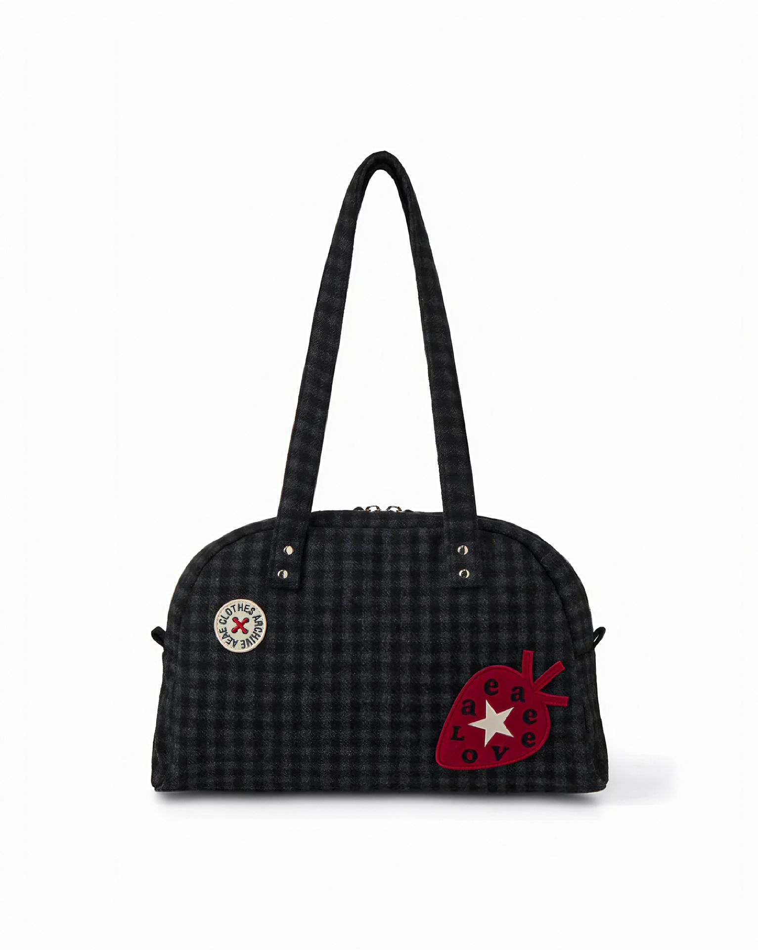 Aeae Korean Niche Design Star Strawberry Shoulder Bag For Women Retro Academy Style Handbag Bowling Bag - Thumbnail 6