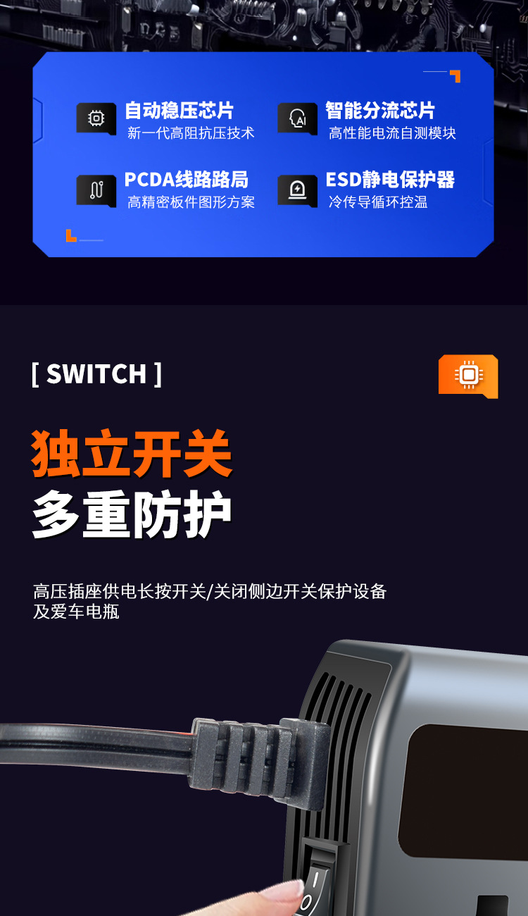 Car Inverter 12V24V Universal to 220V High Power Smart Car Inverter Converter Mobile Phone Charger