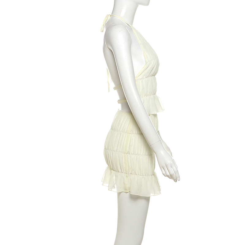 Stilvolles Ärmelloses Neckholder-oberteil Mit Shorts Set Damen_voghion.com