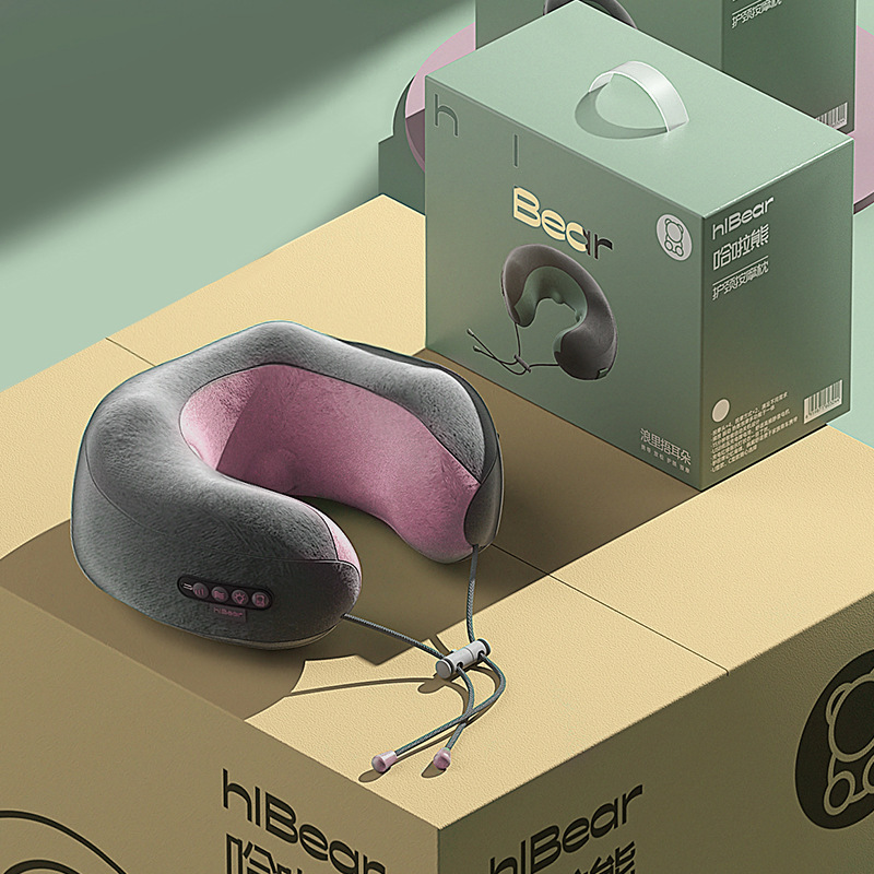 Hala Bear Neck Massager Multifunctional Massager Household Portable Hot Compress Vibration Pillow Kneading Cervical Spine Massage Pillow