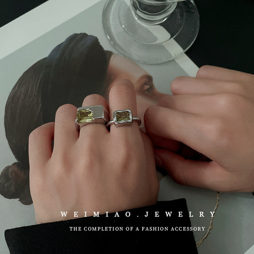 Zircon Love Double Layer Open Ring Fashionable Light Luxury Niche Design Index Finger Ring High-end Hand Jewelry Wholesale