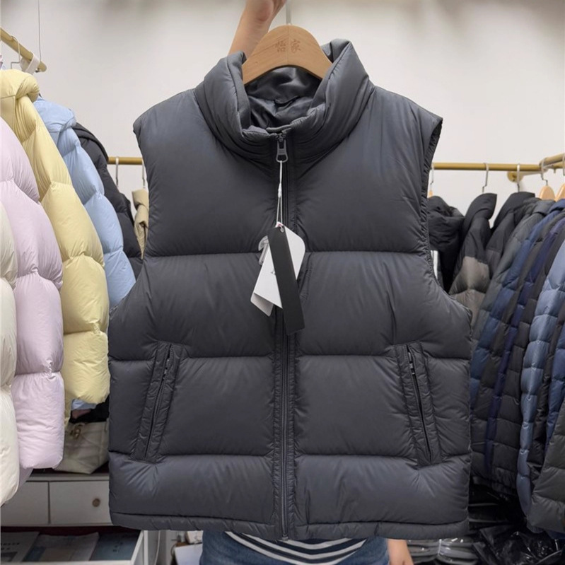 Plus Size Stand Collar down Vest Men's Short 2025 Autumn and Winter Loose and Warm 90 White Duck down Thickeneded Vest Jacket