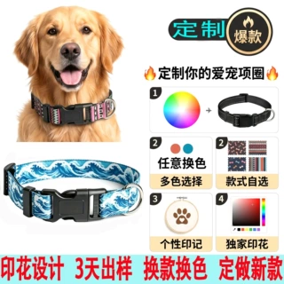 工厂直销宠物项圈民族风印花反光狗狗项圈加厚防挣脱中小型犬项圈