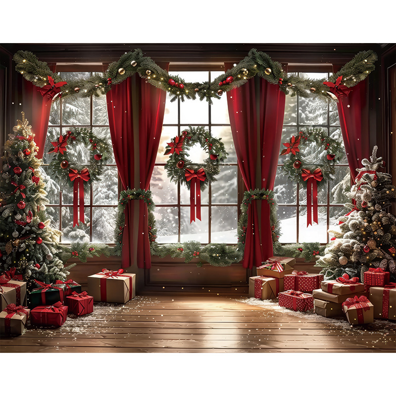 Tela de fondo de estudio de Navidad Actividades de Navidad Decoración de fiesta Tela de pared de fondo Escena de nieve de Navidad Tela colgante de fondo de foto