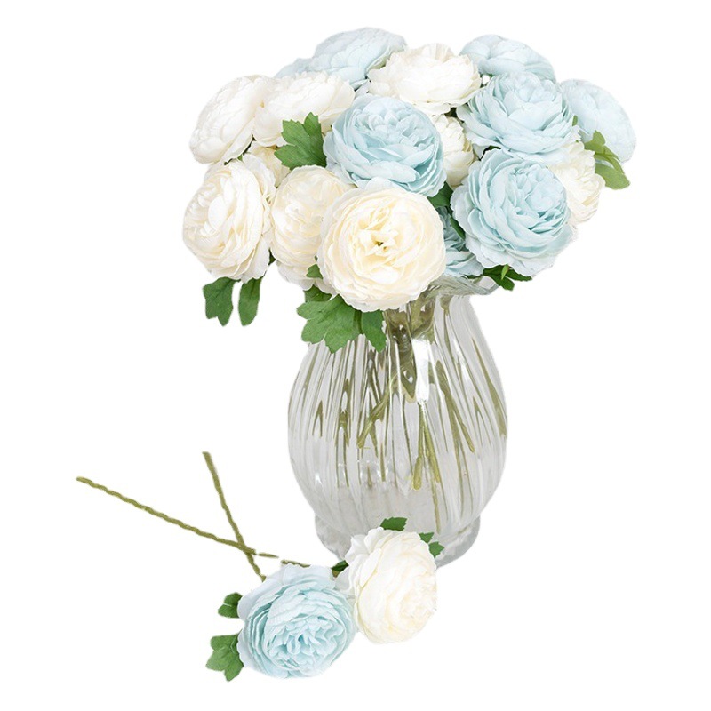 Flor artificial solo Rocío loto peonía decoración del hogar falso ramo europeo de flores de seda ramo de la boda peonía