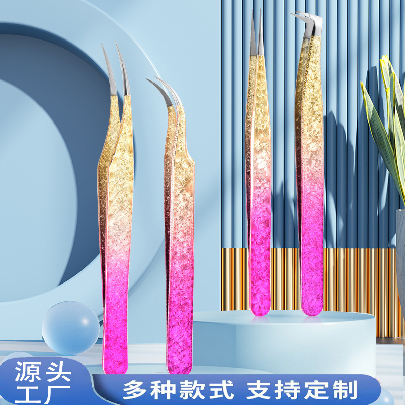 氷花金羽クリップ接ぎ木まつげピンセット高精度金羽クリップ開花ピンセット偽まつげクリップピンセット|undefined