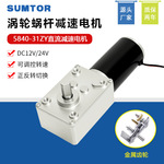 三拓小型5840-31ZY涡轮蜗杆直流减速电机12V24v自锁低速调速马达