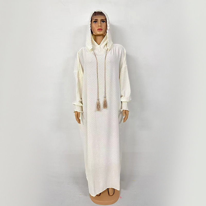 Long solid color dress with hood