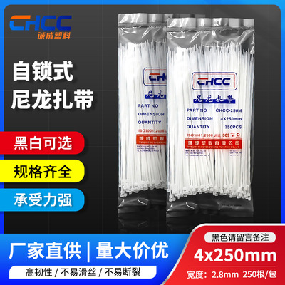 厂家批发尼龙扎带4*250束线带 塑料扎带捆绑带批发自锁式尼龙扎带|ru