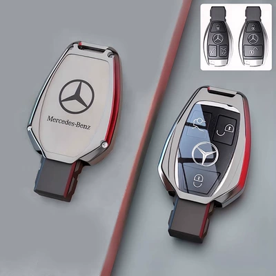 Applicable to Mercedes-Benz e300l key case E-class C- class c260l/c200l/a200l/glc300l case gla200 buckle (Car key bag) - set-mercedes-benz-model-a-zinc-alloy-gun-gray-single-shell