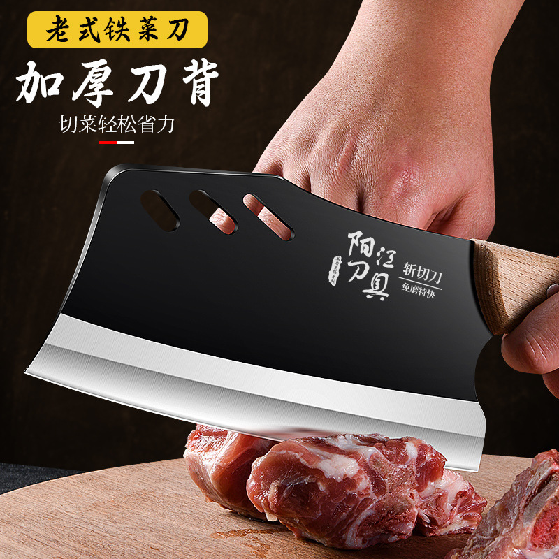 Cuchillo de cocina de cocina de cocina de acero de alto carbono sin molienda cuchillo de hierro antiguo cortar cortar cortar hueso cortador