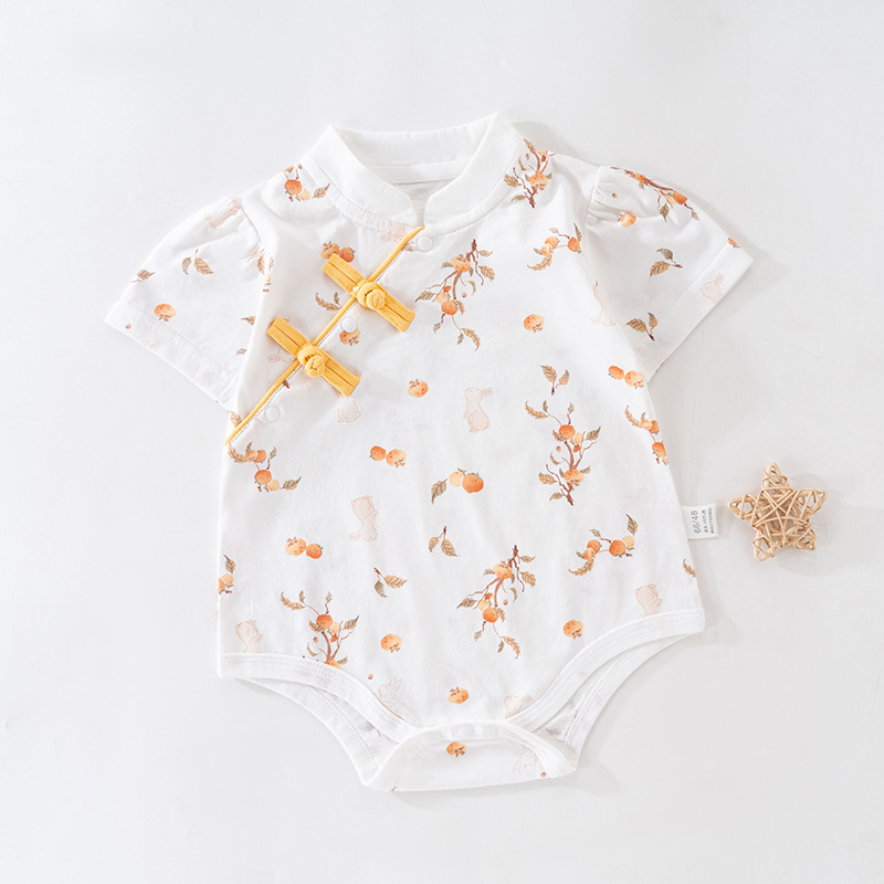 Uniforme de bebé de verano de manga corta de algodón de clase A, chaqueta de peldaño, ropa de escalada de bebé de clase A, algodón de verano vacío
