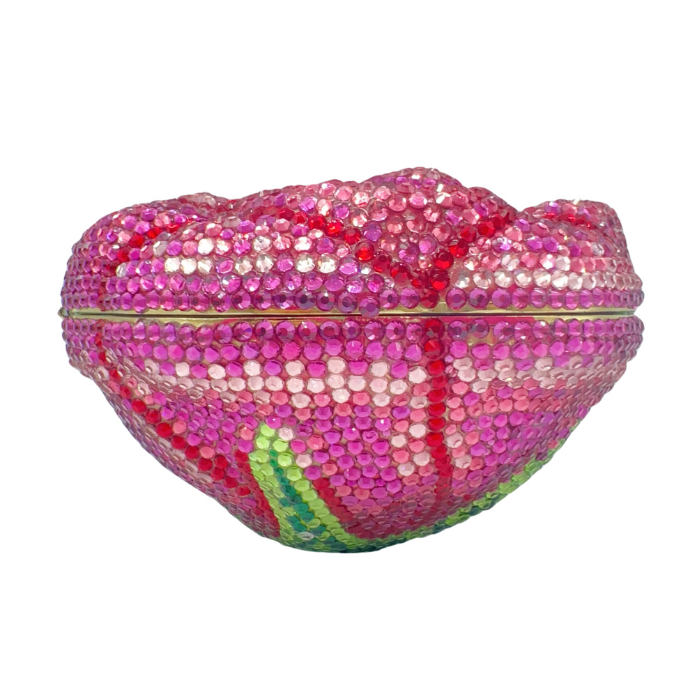 Túi clutch dạ hội đính kim cương hình hoa nổi 3D — màu đỏ, hoa hồng đỏ, vàng, bảy màu chi tiết 19