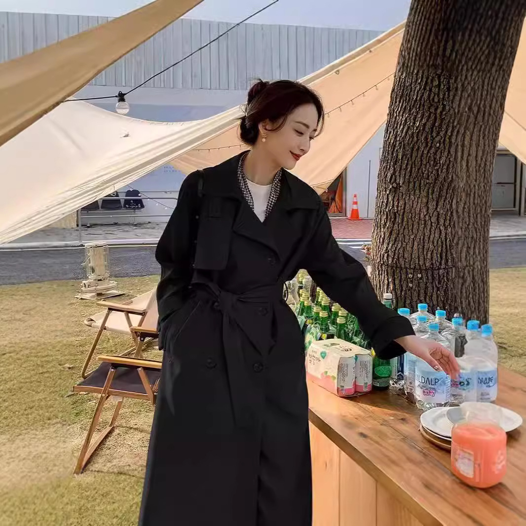 Hochwertige Windjacke für Damen im neuen kurzen, mittellangen bis langen britischen Stil, Frühlings- und Herbstmode_voghion.com