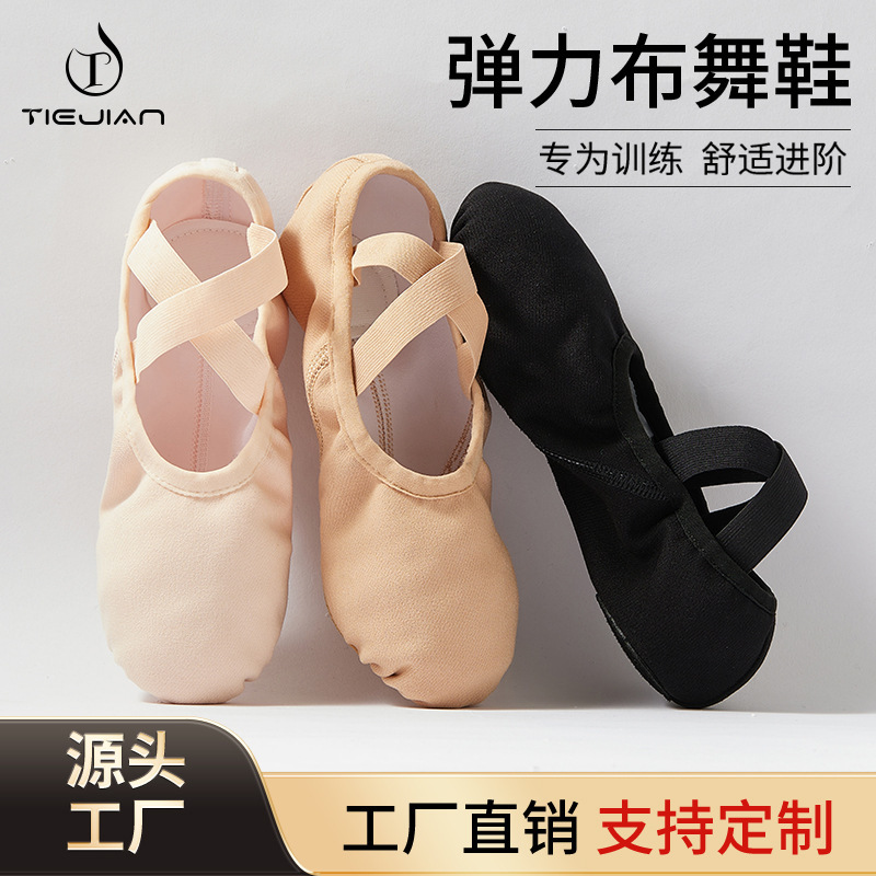 0113 New Elastic Fabric Dance Shoes with Soft Soles for Women, Ballet Cat Claw Shoes for Adults, Dance and Yoga, One-Piece Wholesale