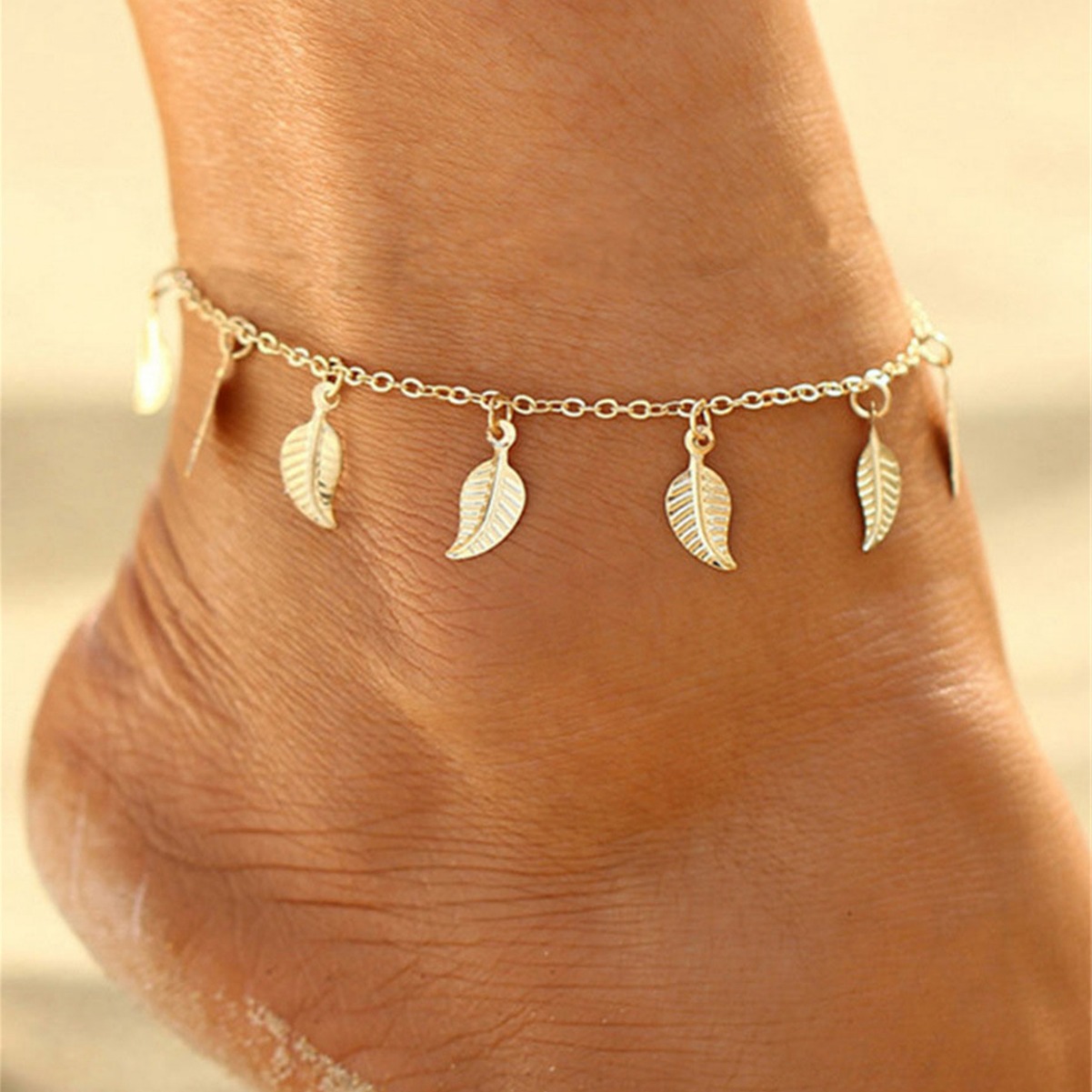 s925 argento foglia ciondolo cavigliera semplice nappa piede gioielli moda vendita calda donne_voghion.com