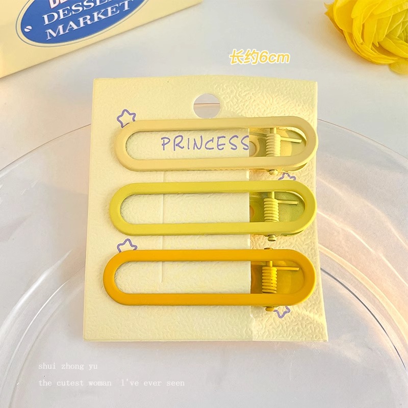 Crema amarilla Linda horquilla accesorios para el cabello femenino frente lado pelo roto flequillo clip estudiante horquilla niños clip tocado