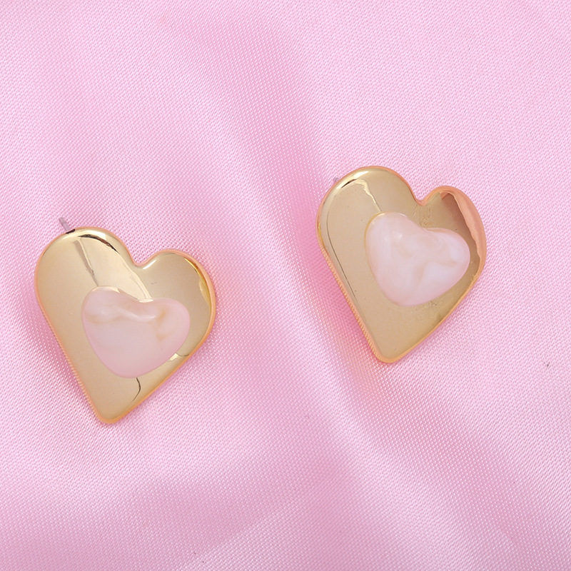 Estilo Simple Forma De Corazón Arílico Enchapado Chapado En Oro Plateado Mujeres Pendientes display picture 14