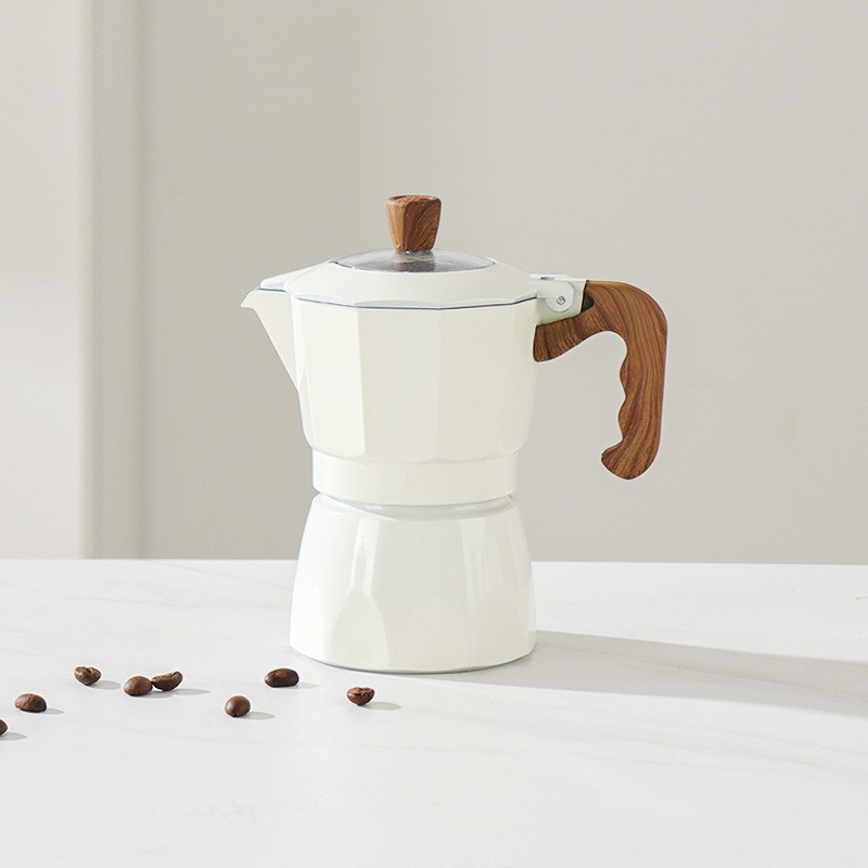 Olla de moca de doble válvula Juego de cafetera de mano de extracción pequeña para el hogar Café italiano Estufa de cerámica eléctrica para exteriores al por mayor