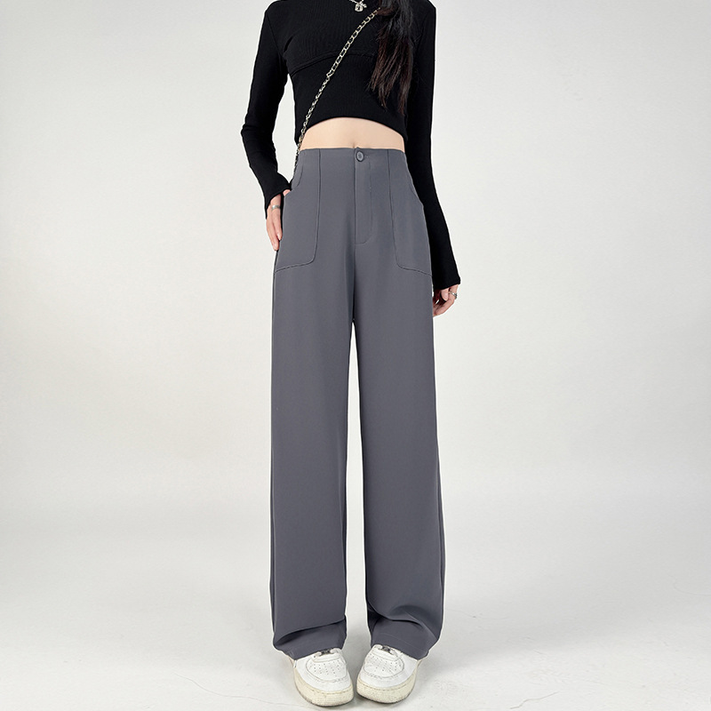細身のスーツパンツ レディース 秋 2025 新作 カジュアル ゆったり ストレート ハイウエスト 着痩せ ドレープ感 万能 ロングパンツ