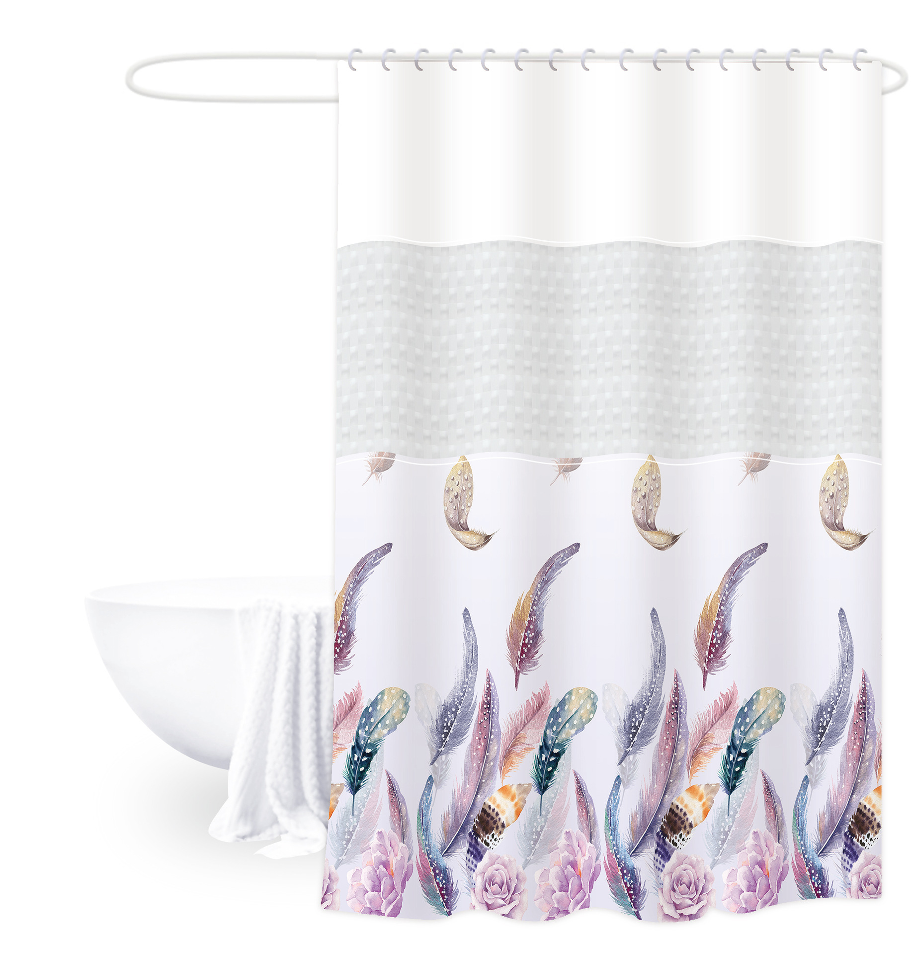 180*200 impresión engrosada de empalme cortina de ducha cortina de baño peva semi-transparente baño impermeable baño partición cortina de ducha