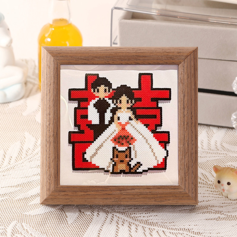 Customized Hand-Painted Cartoon Pixel-Style Wedding Photo Pebble Art Design, Wedding Gift for Newlyweds, Photo Frame Ornament Customized Hand-Painted Cartoon Pixel-Style Wedding Photo Pebble Art Design, Wedding Gift for Newlyweds, Photo Frame Ornament