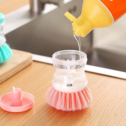 Liquid-added pot washing brush, push-type automatic liquid-adding dishwashing brush, does not stick to oil and does not damage the pot, multi-functional decontamination cleaning brush