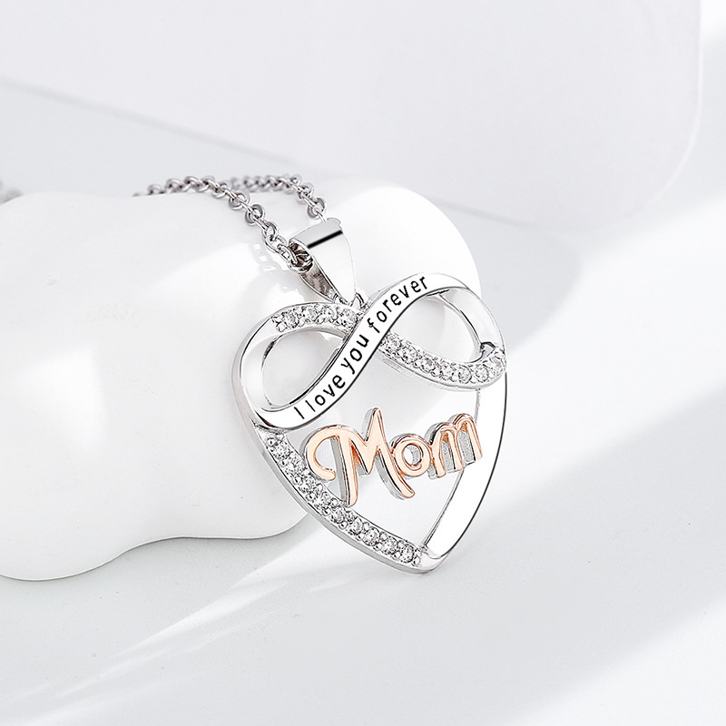 1 Piece Quantity Holiday, Daily Occasion 925 Sterling Silver Letter Heart Shape Mother'S Day Pendant Necklace