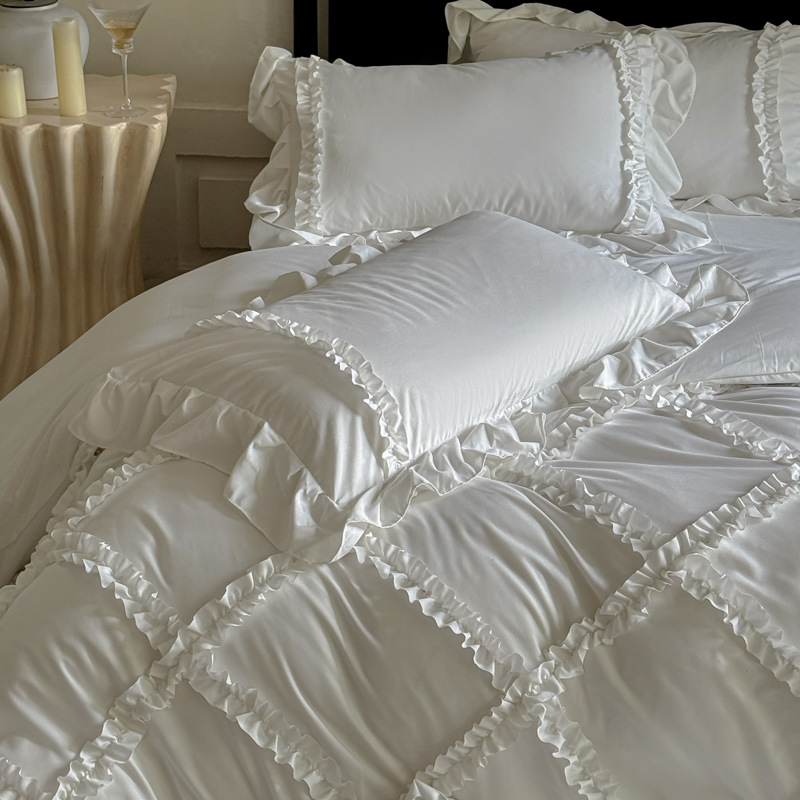 Completo lenzuola quattro pezzi in cotone lavato stile francese_voghion.com