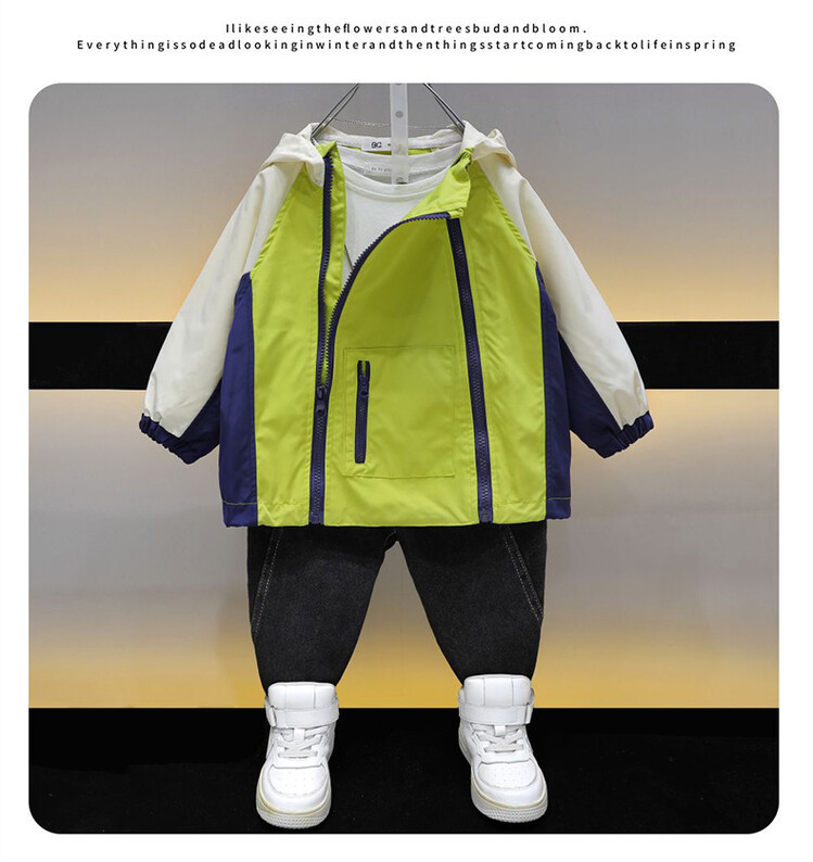 Αγόρια 2325 Διπλό Παλτό με φερμουάρ 2023 Άνοιξη Φθινόπωρο Νέο Παιδικό Όμορφο και Εξατομικευμένο Βρεφικό Ρούχα Αντιανεμικό_voghion.com