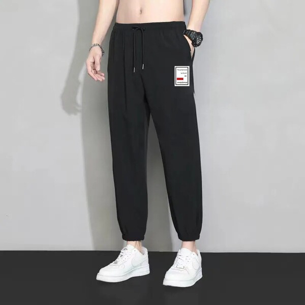 Men's summer thin silk trend sports quick dry trousers