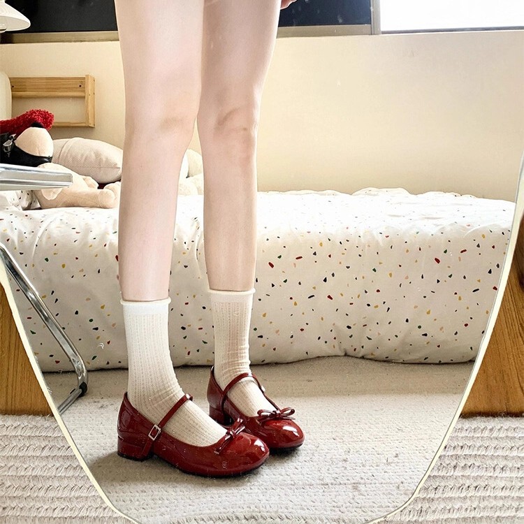 Ankora Red French Mary Jane Shoes for Women 2025 New Square Toe High Heels Design Niche Elegant Ladies