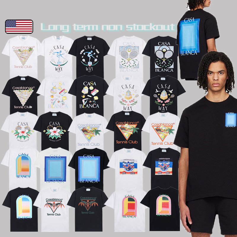 Cross-Border Foreign Trade Casablanca Spring/Summer New Style Painted Online Print Casa Celebrity-Inspired Short-Sleeve T-Shirt Cross-Border Foreign Trade Casablanca Spring/Summer New Style Painted Online Print Casa Celebrity-Inspired Short-Sleeve T-Shirt
