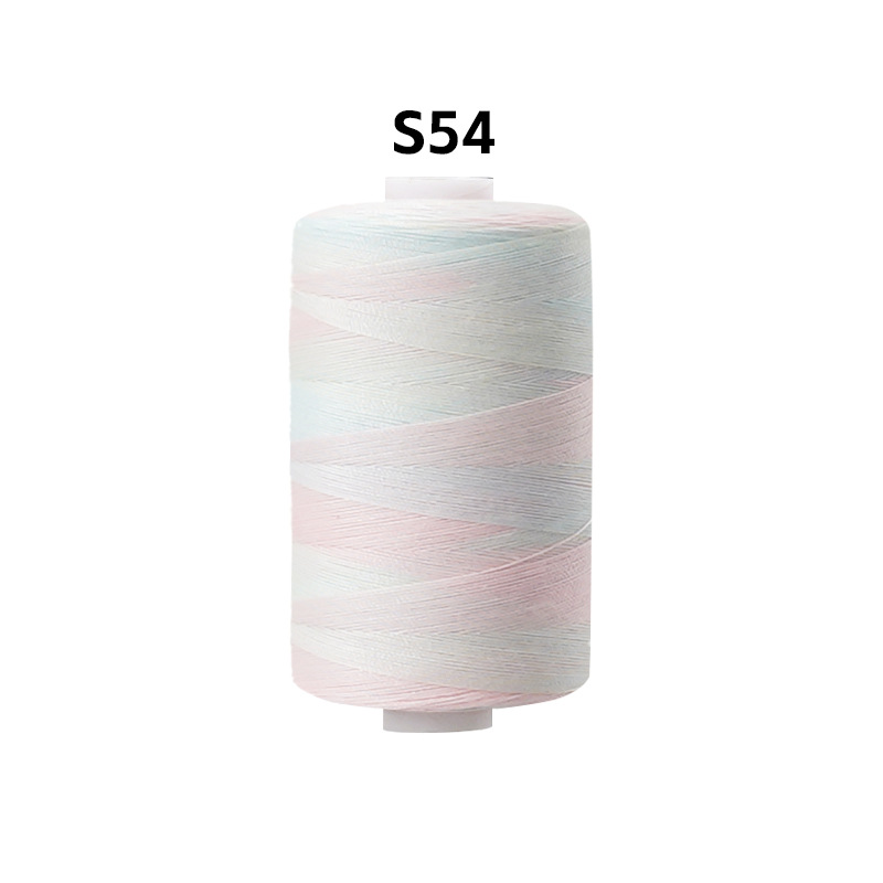 Línea multicolor de poliéster línea de prendas de vestir sección arco iris teñida línea de aguja manual línea de costura multicolor 402 hilo de costura de color