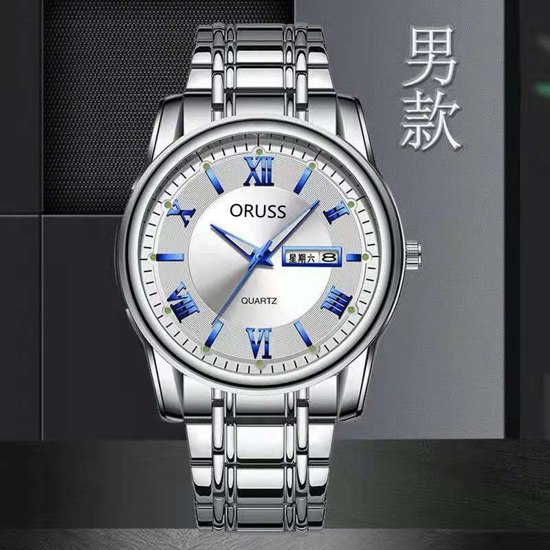 Factory a generation of automatic non-mechanical men's watch luminous double calendar to send exquisite gift box set brand fine steel