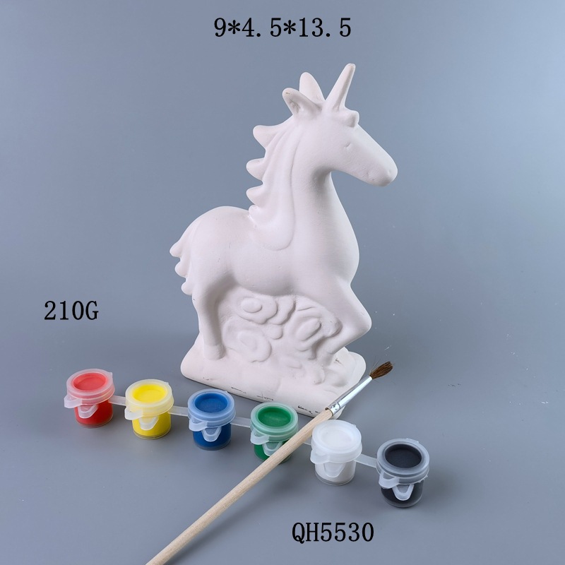 Personalizada red DIY cerámica unicornio blanco con pincel de pintura conjunto de graffiti padres-hijos paquetes de materiales hechos a mano